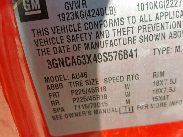 3GNCA63X49S576841 - 2009 CHEVROLET HHR SS RED photo 10