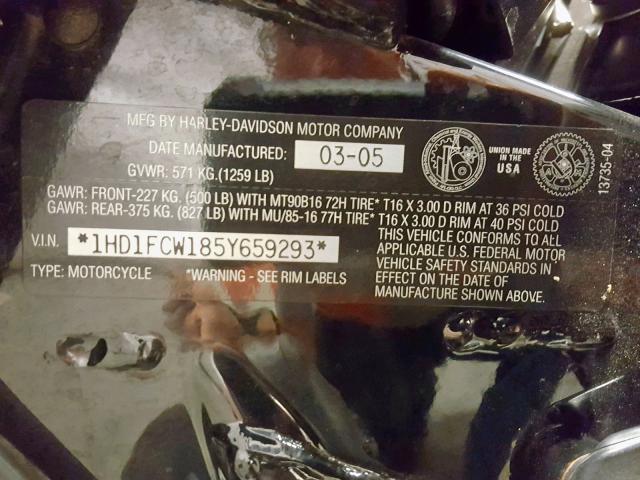 1HD1FCW185Y659293 - 2005 HARLEY-DAVIDSON FLHTCUI BLACK photo 10