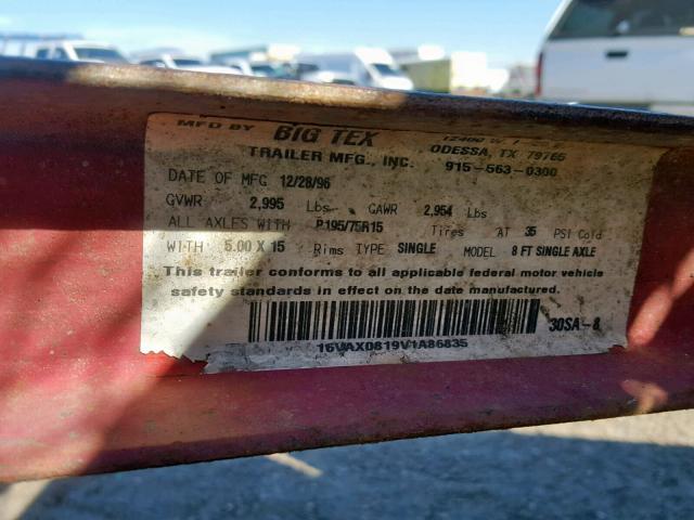 16VAX0819V1A86835 - 1997 TRAIL KING TRAILER RED photo 10