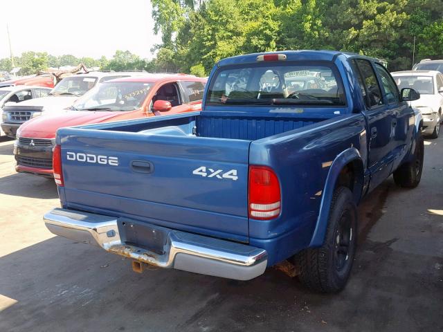 1B7HG48N82S721227 - 2002 DODGE DAKOTA QUA BLUE photo 4