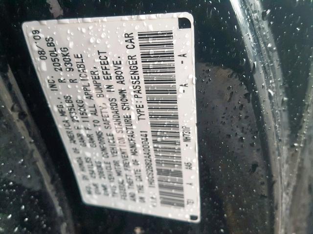 1HGCS2B82AA000441 - 2010 HONDA ACCORD EXL BLACK photo 10