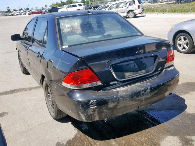 JA3AJ26E26U034523 - 2006 MITSUBISHI LANCER ES BLACK photo 3