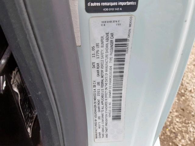 3VWRF31Y66M310104 - 2006 VOLKSWAGEN NEW BEETLE Mavi foto 10