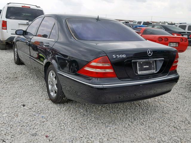 WDBNG75J12A230105 - 2002 MERCEDES-BENZ S 500 BLACK photo 3