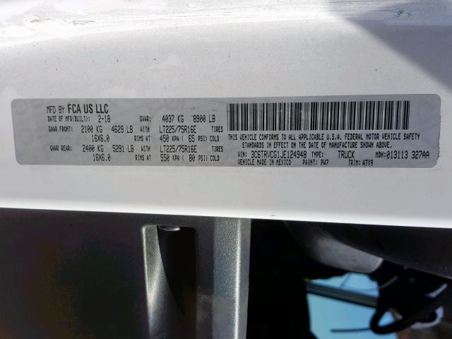 3C6TRVCG1JE124948 - 2018 RAM PROMASTER 白色 照片 10