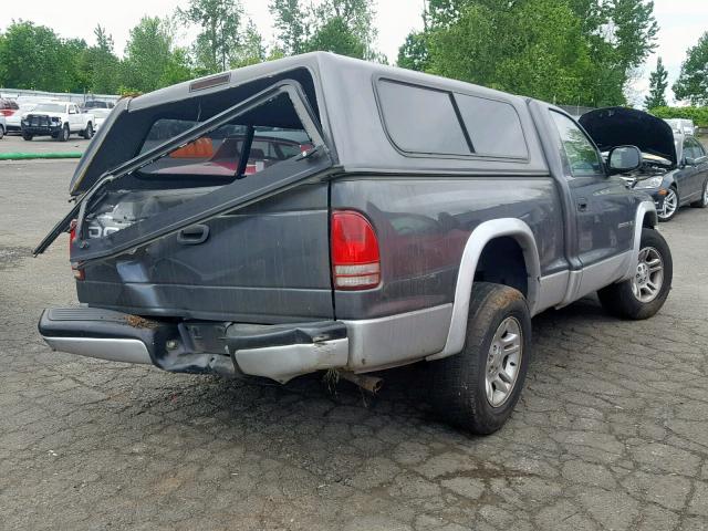 1B7FL46X32S522125 - 2002 DODGE DAKOTA SLT GRAY photo 4