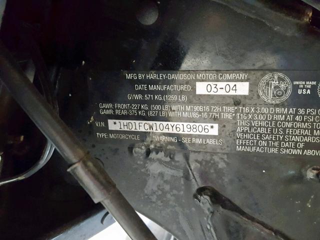 1HD1FCW104Y619806 - 2004 HARLEY-DAVIDSON FLHTCUI GRAY photo 10