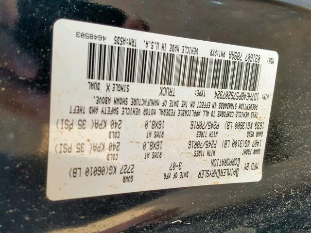 1D7HE48P57S207324 - 2007 DODGE DAKOTA QUA BLACK photo 10