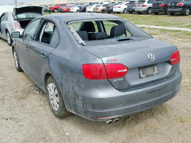 3VW2K7AJ2EM248335 - 2014 VOLKSWAGEN JETTA BASE GRAY photo 3