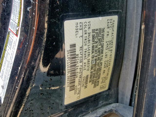 3N1BC11E28L382372 - 2008 NISSAN VERSA S BLACK photo 10