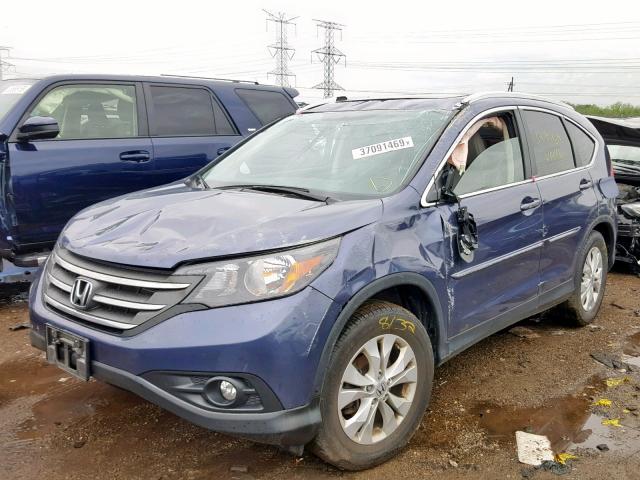 2HKRM4H71DH643311 - 2013 HONDA CR-V EXL BLUE photo 2