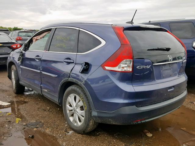 2HKRM4H71DH643311 - 2013 HONDA CR-V EXL BLUE photo 3