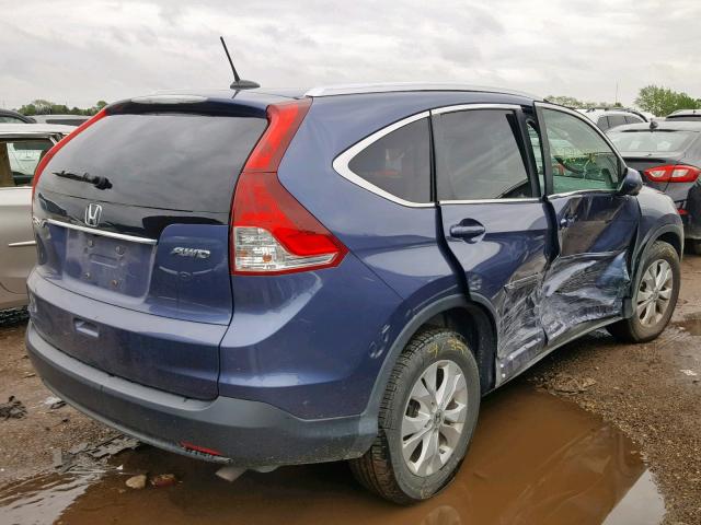 2HKRM4H71DH643311 - 2013 HONDA CR-V EXL BLUE photo 4