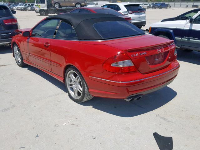 WDBTK72F08T096576 - 2008 MERCEDES-BENZ CLK 550 RED photo 3