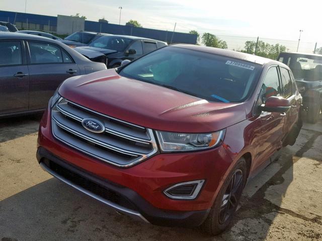 2FMTK4J90FBC22925 - 2015 FORD EDGE SEL RED photo 2