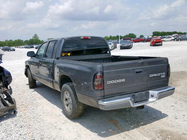 1D7HL48N54S649245 - 2004 DODGE DAKOTA QUA GRAY photo 3