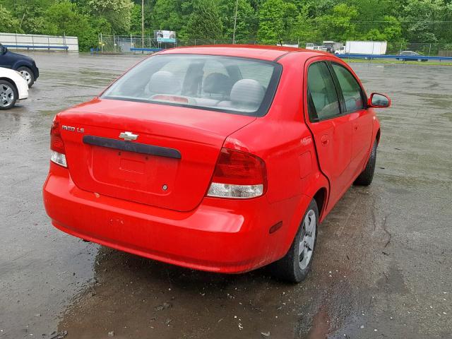KL1TD526X5B386395 - 2005 CHEVROLET AVEO BASE Қызыл фото 4