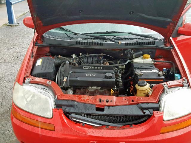 KL1TD526X5B386395 - 2005 CHEVROLET AVEO BASE Қызыл фото 7