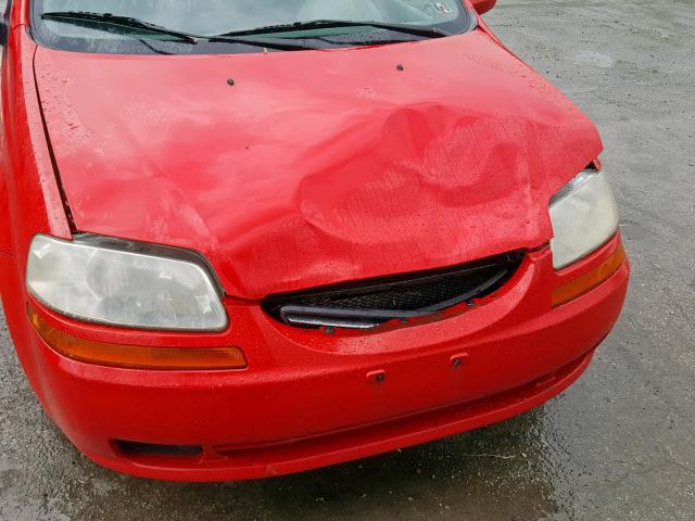 KL1TD526X5B386395 - 2005 CHEVROLET AVEO BASE Қызыл фото 9