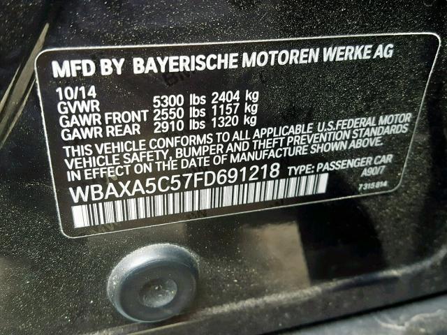 WBAXA5C57FD691218 - 2015 BMW 535 D GRAY photo 10