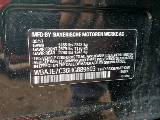 WBAJE7C36HG889603 - 2017 BMW 540 XI BLACK photo 10