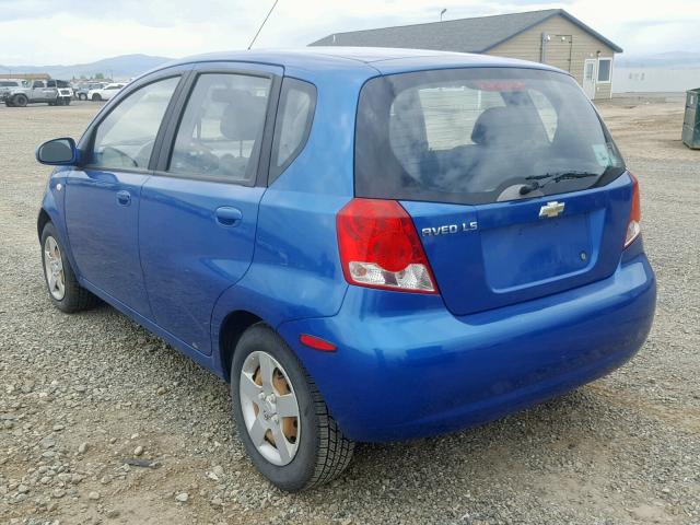 KL1TD62625B303189 - 2005 CHEVROLET AVEO BASE Mavi foto 3