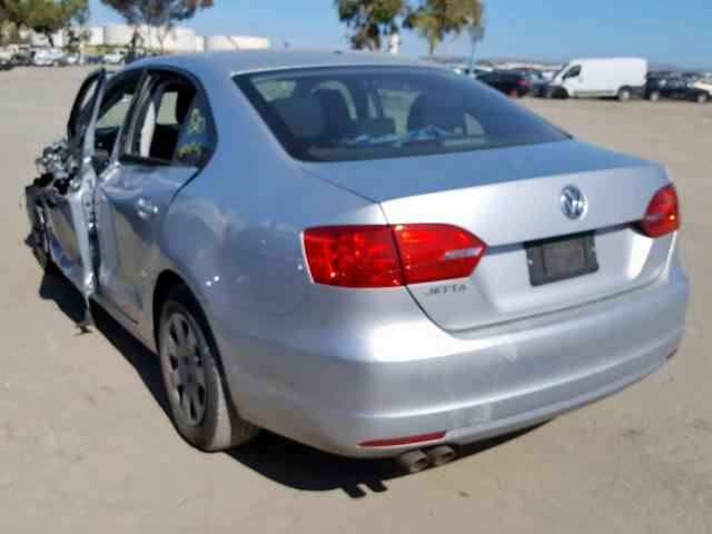 3VW2K7AJ9DM390373 - 2013 VOLKSWAGEN JETTA BASE SILVER photo 3