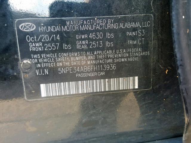 5NPE34AB6FH113936 - 2015 HYUNDAI SONATA SPO BLACK photo 10