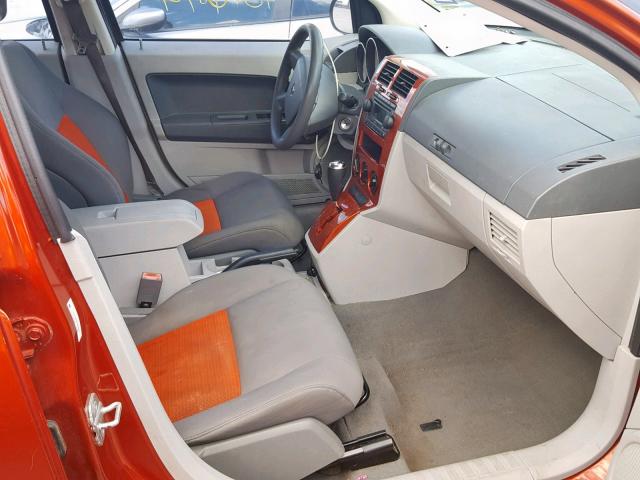 1B3HB48B67D224727 - 2007 DODGE CALIBER SX ORANGE photo 5