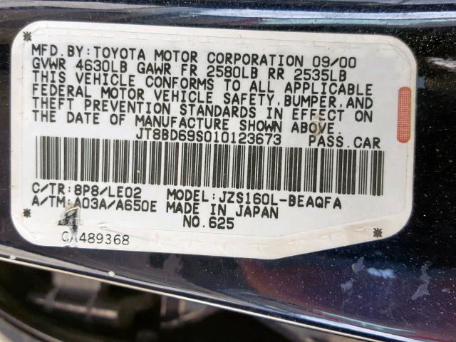 JT8BD69S010123673 - 2001 LEXUS GS 300 BLUE photo 10