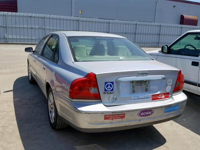 YV1TS59H141376326 - 2004 VOLVO S80 2.5T SILVER photo 3