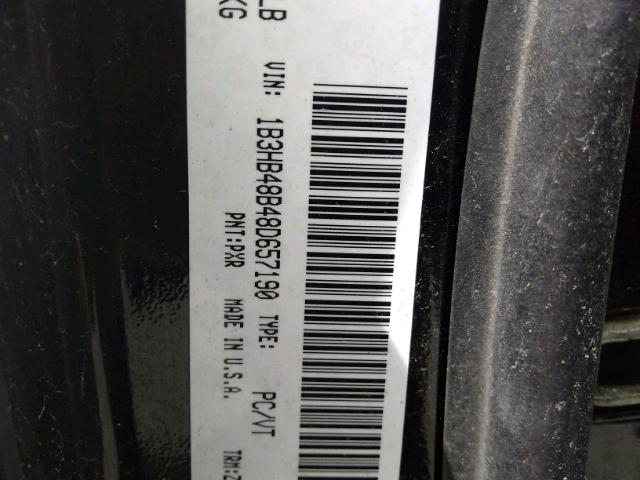 1B3HB48B48D657190 - 2008 DODGE CALIBER SX BLACK photo 9