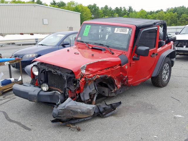 1J4FA24167L134469 - 2007 JEEP WRANGLER X RED photo 2