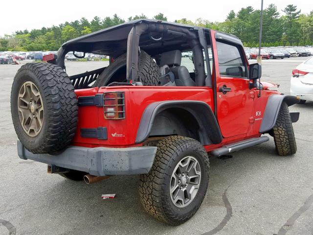 1J4FA24167L134469 - 2007 JEEP WRANGLER X RED photo 4