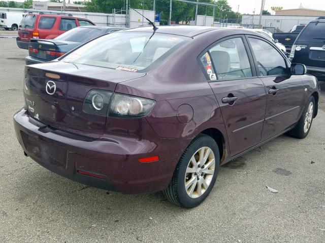 JM1BK12F481803071 - 2008 MAZDA 3 I PURPLE photo 4