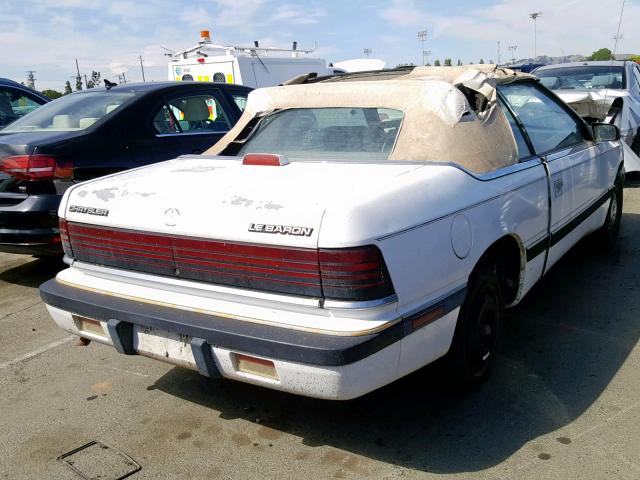 1C3XJ45K1KG175367 - 1989 CHRYSLER LEBARON WHITE photo 4