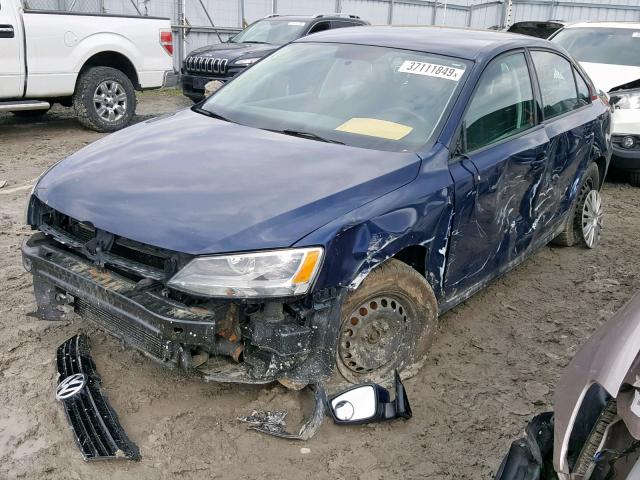 3VW2K7AJ7EM355509 - 2014 VOLKSWAGEN JETTA BASE 蓝色 照片 2