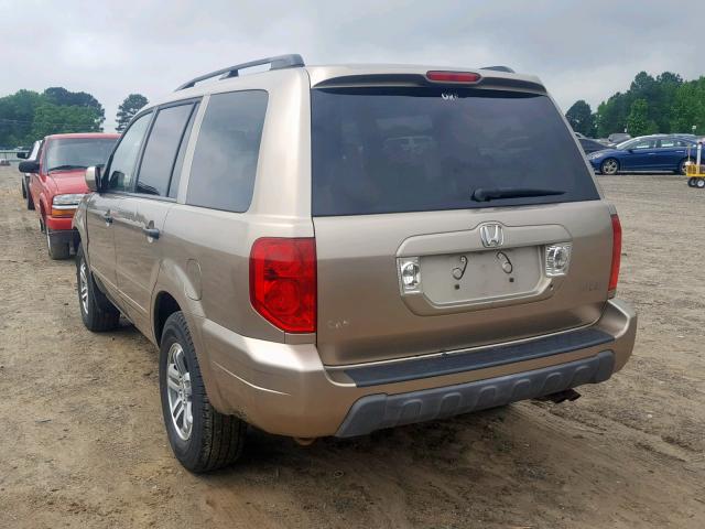 2HKYF18785H542577 - 2005 HONDA PILOT EXL GOLD photo 3