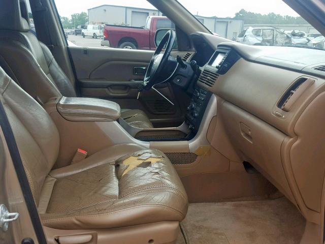 2HKYF18785H542577 - 2005 HONDA PILOT EXL GOLD photo 5