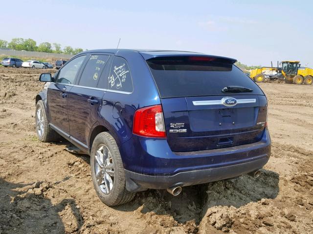 2FMDK4KC3BBB43743 - 2011 FORD EDGE LIMIT BLUE photo 3