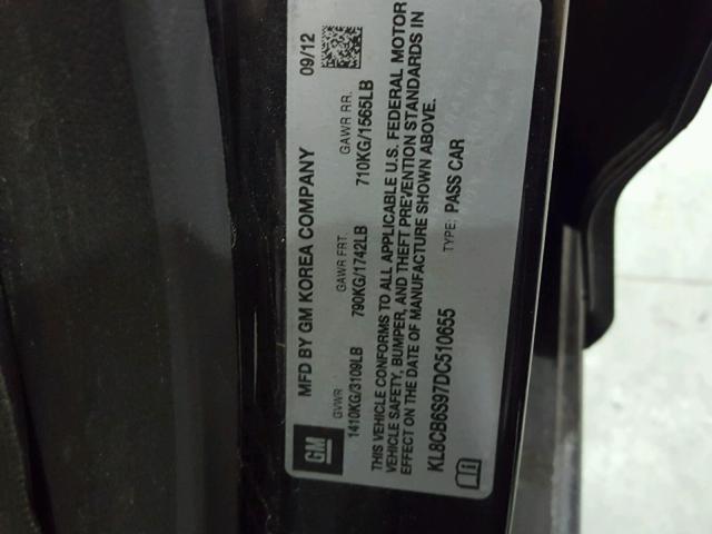 KL8CB6S97DC510655 - 2013 CHEVROLET SPARK LS BLACK photo 10