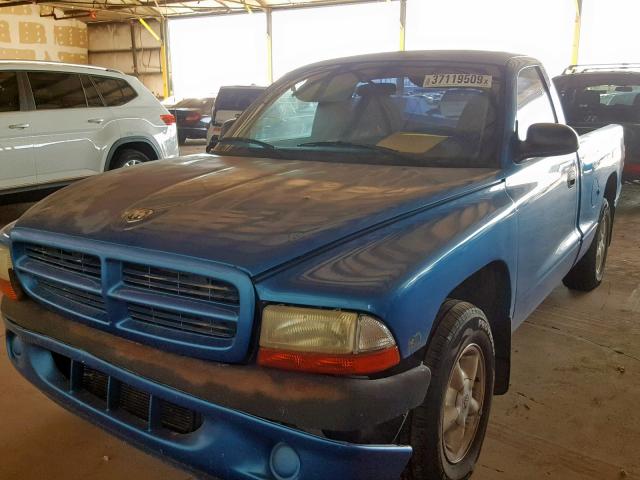 1B7FL26X1WS648722 - 1998 DODGE DAKOTA BLUE photo 2