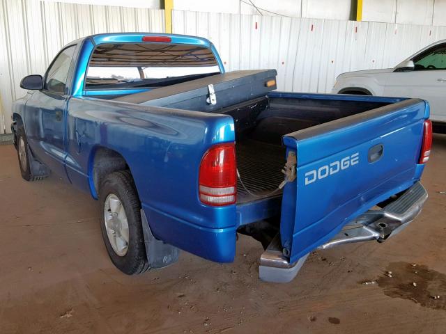 1B7FL26X1WS648722 - 1998 DODGE DAKOTA BLUE photo 3