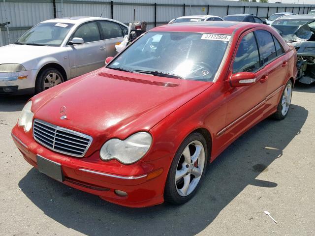 WDBRF40J94F550806 - 2004 MERCEDES-BENZ C 230K SPO RED photo 2