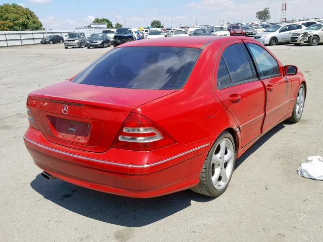 WDBRF40J94F550806 - 2004 MERCEDES-BENZ C 230K SPO RED photo 4