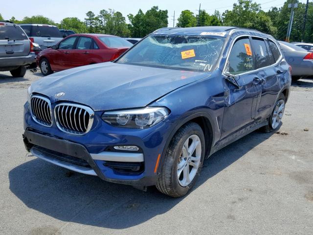 5UXTR7C57KLF27264 - 2019 BMW X3 SDRIVE3 BLUE photo 2