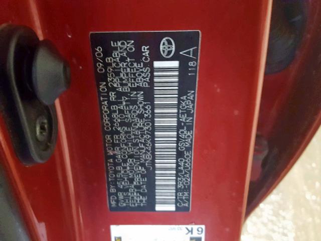 JTNBK46K973013661 - 2007 TOYOTA CAMRY NEW RED photo 10