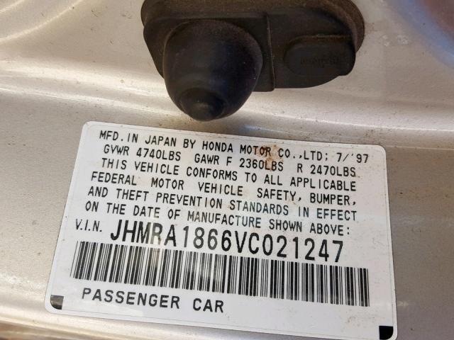 JHMRA1866VC021247 - 1997 HONDA ODYSSEY BA GOLD photo 10