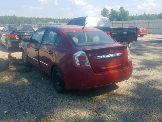 3N1AB6AP2BL632732 - 2011 NISSAN SENTRA 2.0 BURGUNDY photo 3