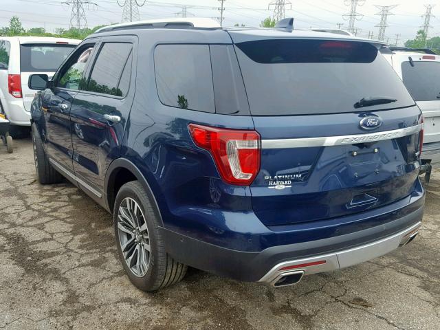 1FM5K8HT4HGD50520 - 2017 FORD EXPLORER P BLUE photo 3